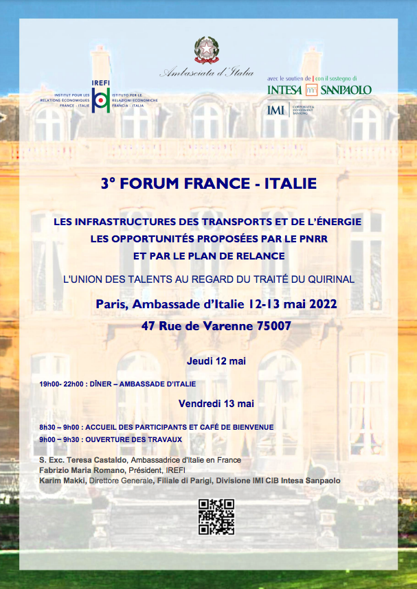 IREFI Invitation 3ème Forum des Infrastructures des Transports et de l'Energie - Paris 12-13 mai 2022